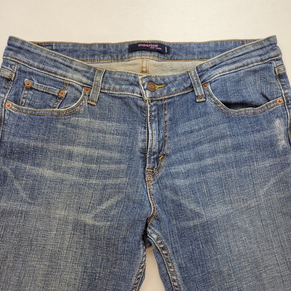 Levis 518 Superlow Jeans Womens 15 Blue Bootcut Low Rise Stretch Y2K Denim - Picture 2 of 11